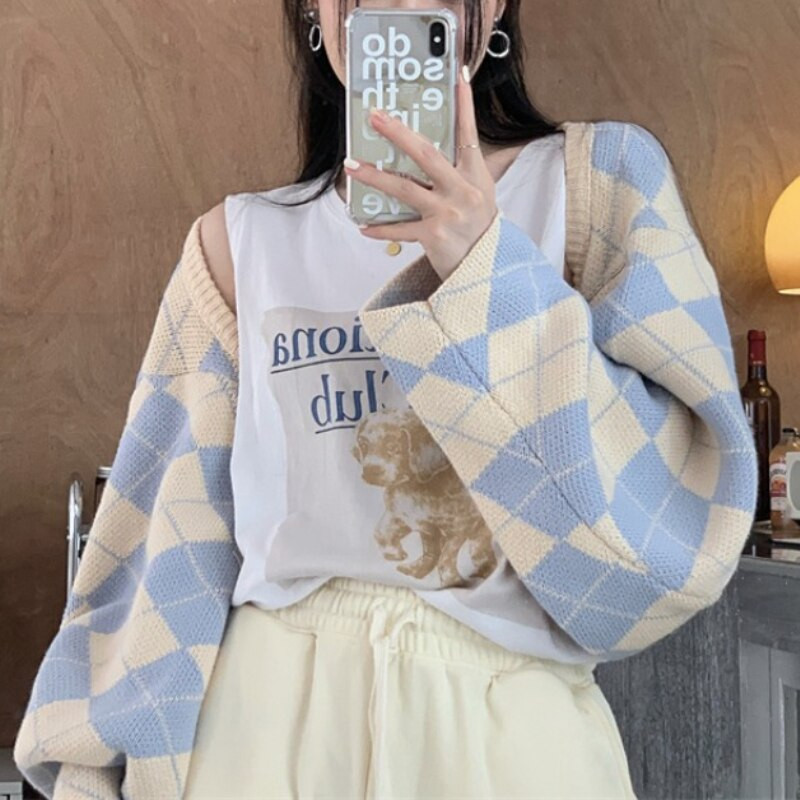 Γυναικείο πουλόβερ Y2k Linge Γυναικείο φθινόπωρο και χειμώνα 2022 Νέα κορεατική έκδοση ρετρό κοντής πλεκτή ζακέτα με χαλαρή εφαρμογή