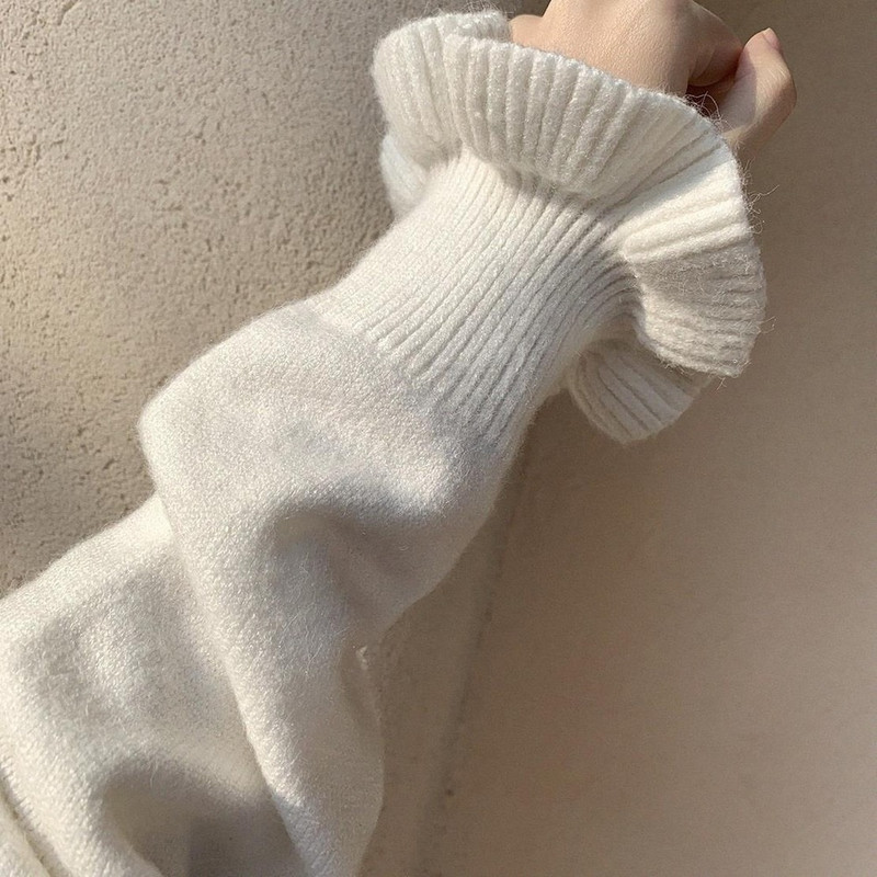 Πουλόβερ Γυναικεία Kawaii Ruffles Design College Solid Chic Γυναικεία Πουλόβερ Παντός αγώνα Ulzzang Simple μαλακά μακρυμάνικα γυναικεία πλεκτά