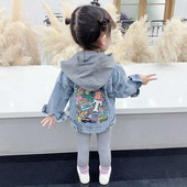 Pavasara džinsa zila džinsa kamuflāža Jauka jaka Liela bērnu modes apģērbi tīnēm meitenēm 3-12 gadi bērniem virsdrēbes mēteļi kapuces