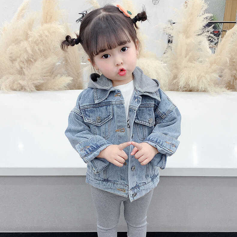 Pavasara džinsa zila džinsa kamuflāža Jauka jaka Liela bērnu modes apģērbi tīnēm meitenēm 3-12 gadi bērniem virsdrēbes mēteļi kapuces