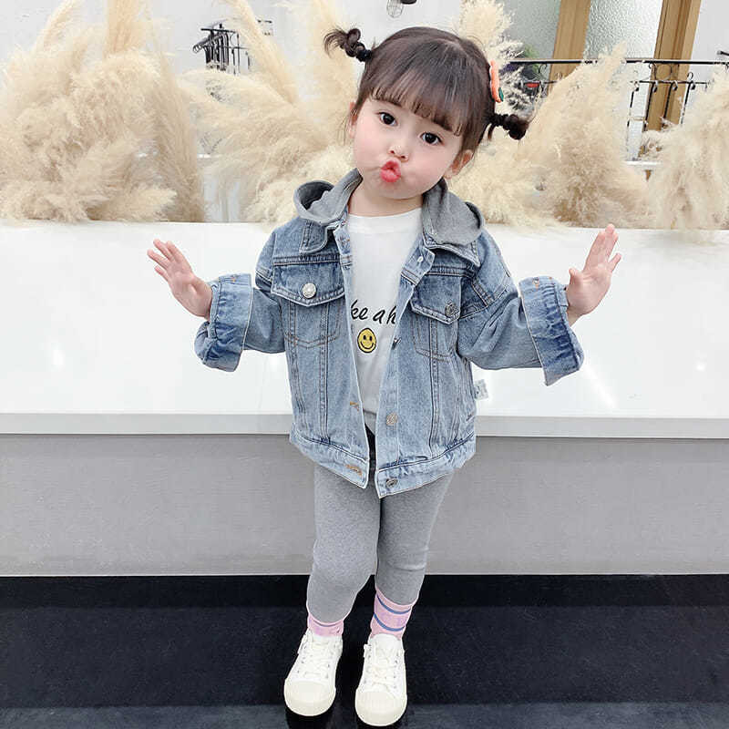 Pavasara džinsa zila džinsa kamuflāža Jauka jaka Liela bērnu modes apģērbi tīnēm meitenēm 3-12 gadi bērniem virsdrēbes mēteļi kapuces