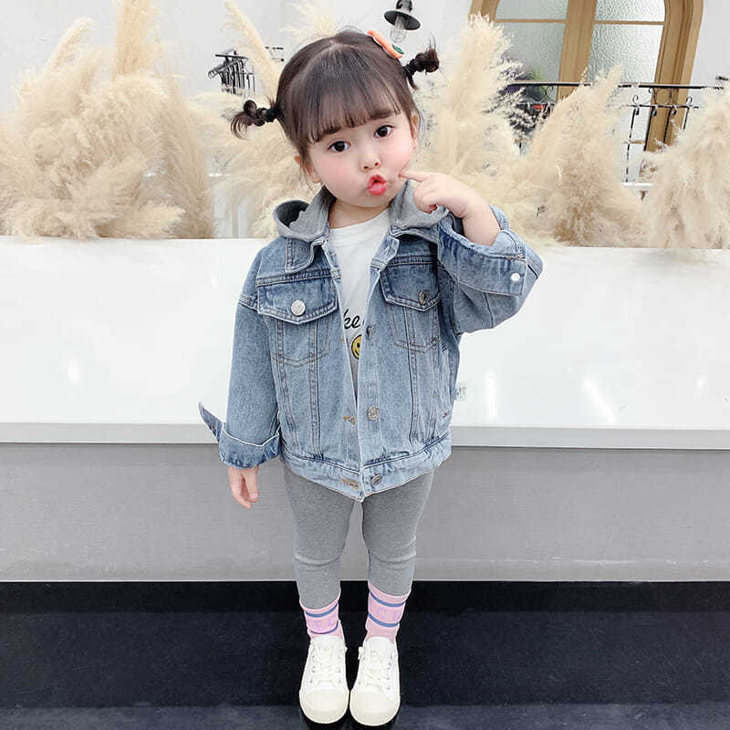 Pavasara džinsa zila džinsa kamuflāža Jauka jaka Liela bērnu modes apģērbi tīnēm meitenēm 3-12 gadi bērniem virsdrēbes mēteļi kapuces