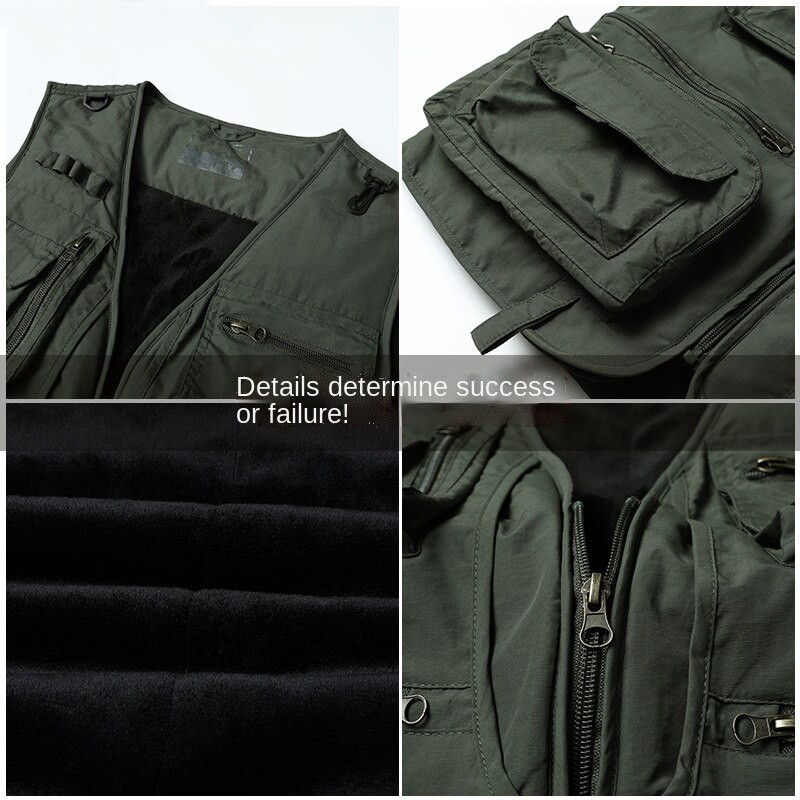 Vairāku kabatu instrumenti plīša silta veste vīriešiem rudens un ziemas āra ātri nožūst alpīnisma un makšķerēšanas fotografēšana brīvi 2022.