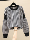 Γυναικεία πουλόβερ TIGENA 2022 Φθινόπωρο Χειμώνας με ριγέ πουά στάμπα Απλή φαρδιά μακρυμάνικη πλεκτά γυναικεία μπλουζάκια