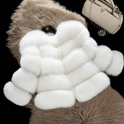 2020 Jachetă de blană de vulpe / Palton de iarnă subțire pentru doamnă / Palton de blană artificială