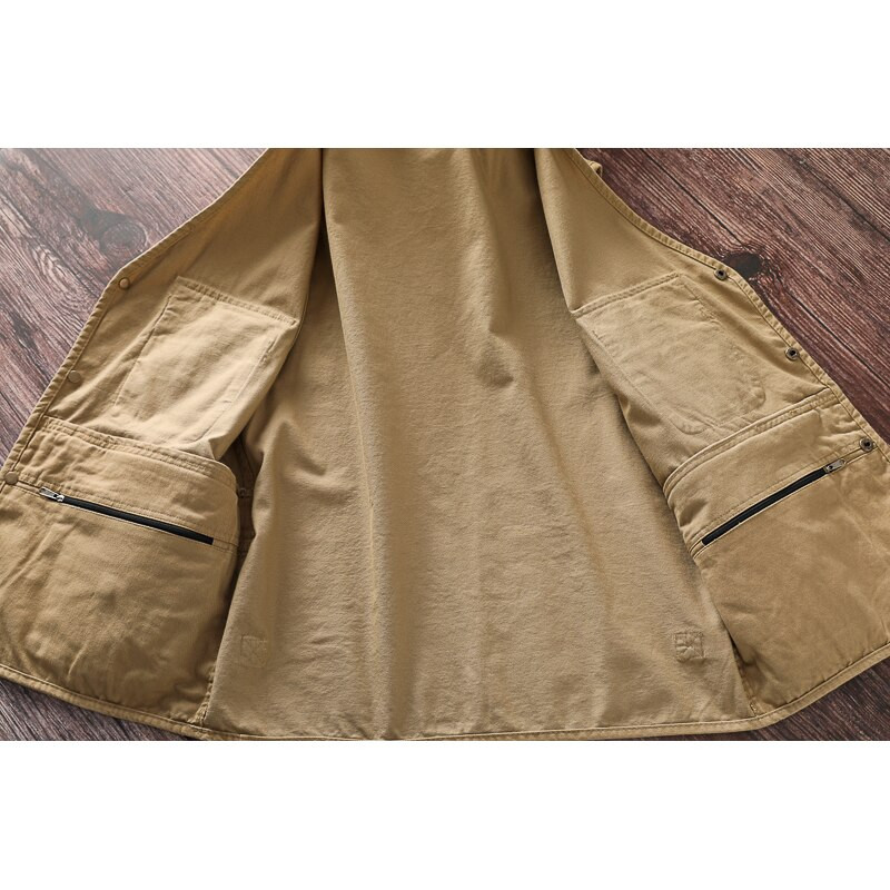 Suvine meeste vintage multifunktsionaalne mitme taskuga töövest mantel vabaaja meeste fotograafi vest, varrukateta jakk, puhas puuvillane