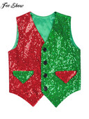 Fiú flitteres karácsonyi mellény Halloween tematikus buli varázscirkusz show Cosplay jelmez kórus jazz táncszínpadi előadó mellény