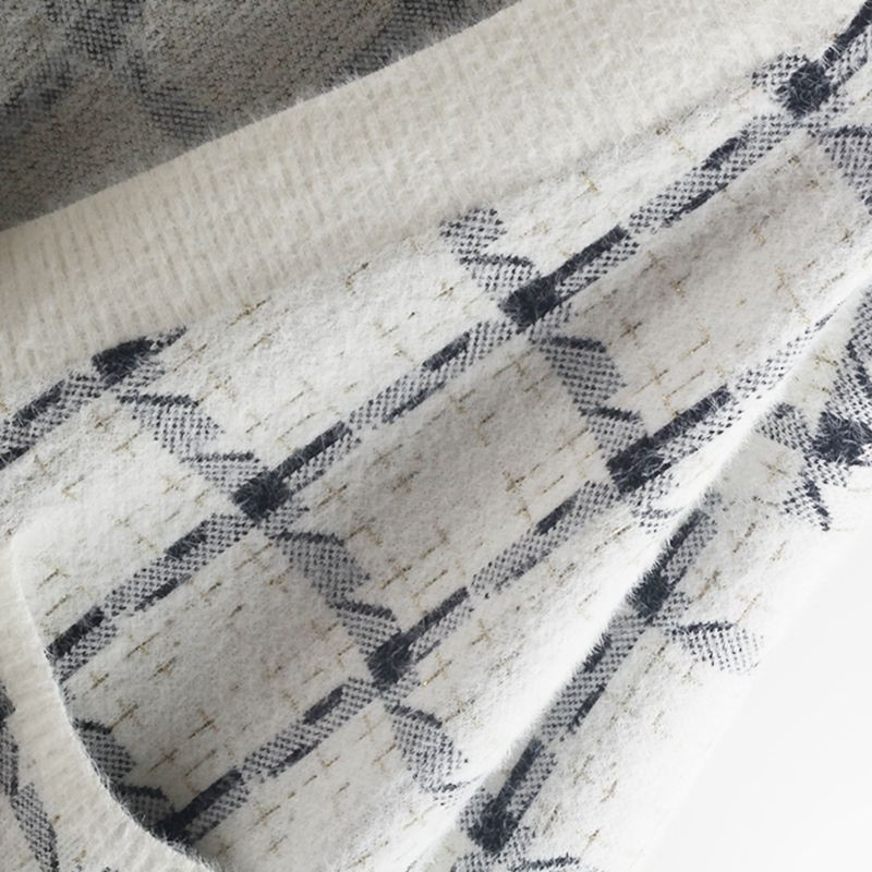 GIGOGOU Sieviešu jaciņa džemperis, imitācija kašmira ūdeles trikotāžas džemperis, augšējais rūts CHIC sieviešu ziemas siltie mēteļi jaka