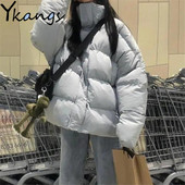 Vienkārša universāla silta korejiešu stila sieviešu kokvilnas jaka vienkrāsains, liels parks Harajuku 2022. gada pavasara ziemas brīvs rāvējslēdzēja mētelis