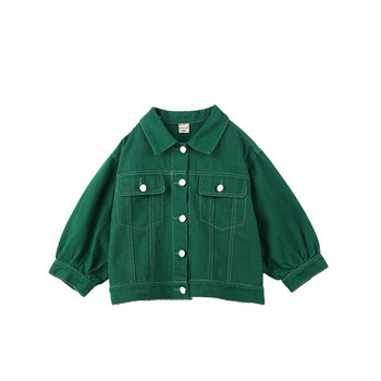 Есенни момчешки модни зелени свободни якета Детски къси ежедневни къси дрехи