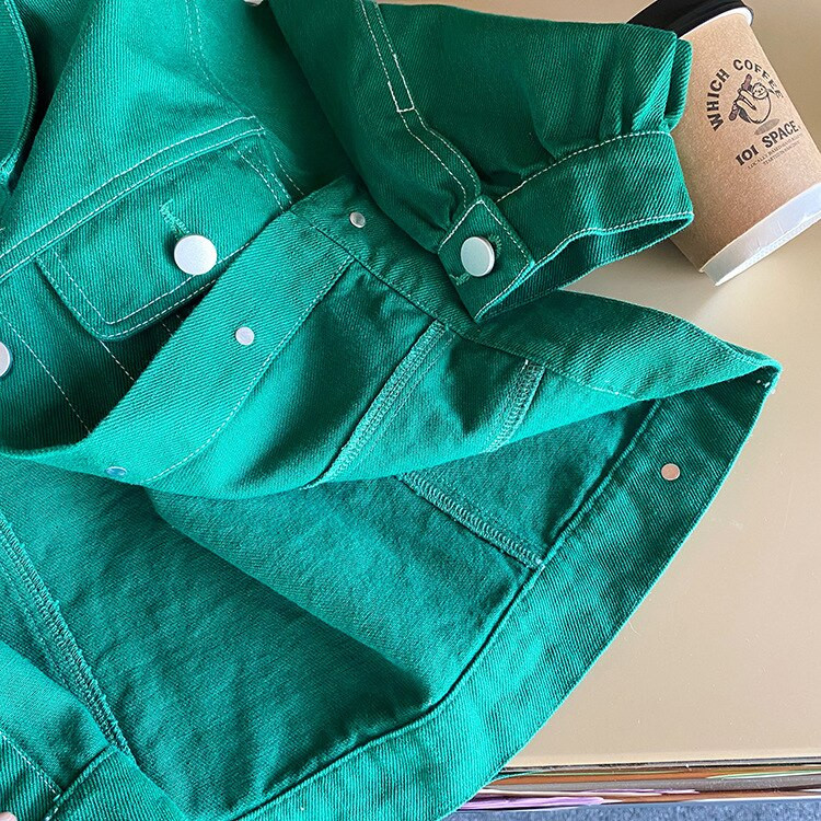 Rudens zēnu mode Zaļās brīvas jakas Bērnu īsas ikdienas īsas drēbes