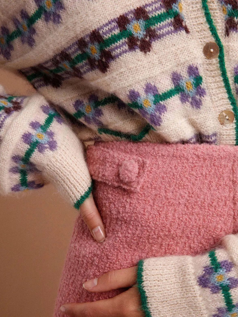 Sieviešu retro ziedu žakarda trikotāžas jaciņa dāmu apvalks ar pogu V veida kakla vilnas maisījuma džemperis ar garām piedurknēm, vienrindas trikotāžas izstrādājumi