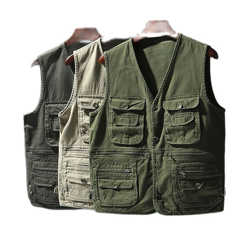 Jauns Vrietis Ikdienas pavasaris Vasara Liela izmra kokvilnas bezpiedurknju veste ar daudzm kabatm Vriei Daudzkabatu zveja Foto veste