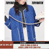 Toyouth sieviešu biezs mētelis, 2022. gada ziemas brīvs, garām piedurknēm, liela kabatas jaka, silta, ērta, zila ikdienas ielas apģērbs