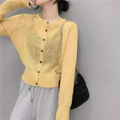 Ledus zīda adīšanas jakas 2022. gada pavasara rudens Sieviešu T krekls Plāns Caurspīdīgs Modes Vienkrāsains Apgriezts Jakas Ikdienas apģērbs