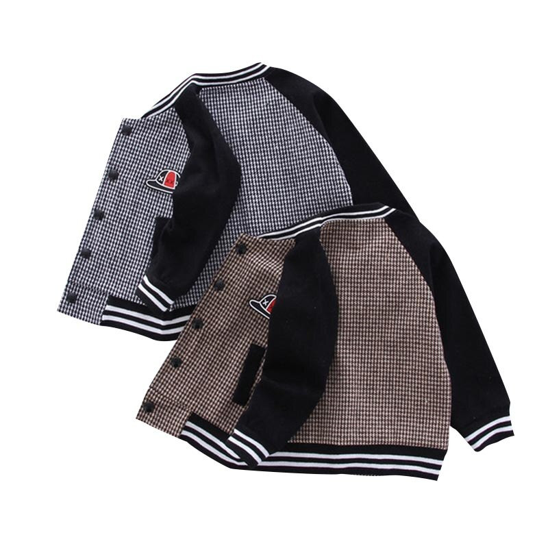 Zēnu Modes Beisbola Uniforma Jaka Bērnu Ikdienas Mētelis Jauns Pavasaris Rudens Bērnu Virsdrēbes Plaids Tops 1-5 gadi