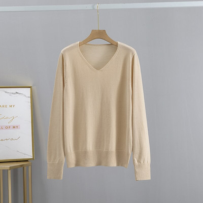 GIGOGOU Candy Color Sieviešu džemperi Rudens Ziemas V kakla sieviešu džemperi Džemperi ar garām piedurknēm Sieviešu džemperi Top Pull Femme