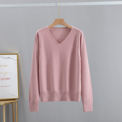 GIGOGOU Candy Color Sieviešu džemperi Rudens Ziemas V kakla sieviešu džemperi Džemperi ar garām piedurknēm Sieviešu džemperi Top Pull Femme