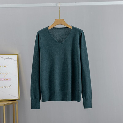 GIGOGOU Candy Color Sieviešu džemperi Rudens Ziemas V kakla sieviešu džemperi Džemperi ar garām piedurknēm Sieviešu džemperi Top Pull Femme