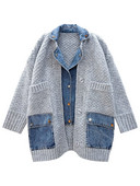 Πλεκτό τζιν με ραφές Γυναικείο παλτό χειμωνιάτικο ριχτό μανίκι νυχτερίδα Ζακέτα Φαρδύ μονό στήθος πουλόβερ 2021