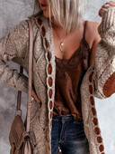 Garš džemperis Sieviešu jakas Vintage Eleganta ar kapuci rudens rudens ziemas trikotāžas biezi džemperi Harajuku Maxi Streetwear jakas