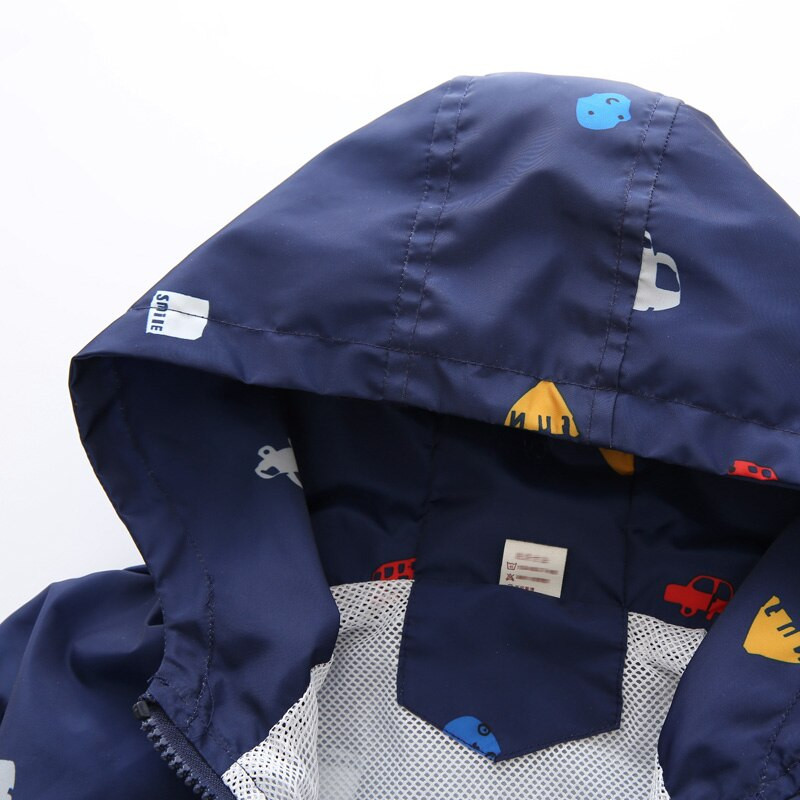 Νέα καλοκαιρινά και φθινοπωρινά παιδικά μπουφάν Casual παιδικά εξωτερικά ενδύματα/παλτό με κουκούλα 1-7T Μπλε και Λευκό Μπουφάν για αγόρια CQ03
