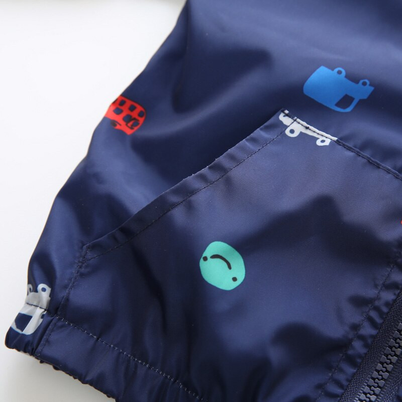 Νέα καλοκαιρινά και φθινοπωρινά παιδικά μπουφάν Casual παιδικά εξωτερικά ενδύματα/παλτό με κουκούλα 1-7T Μπλε και Λευκό Μπουφάν για αγόρια CQ03