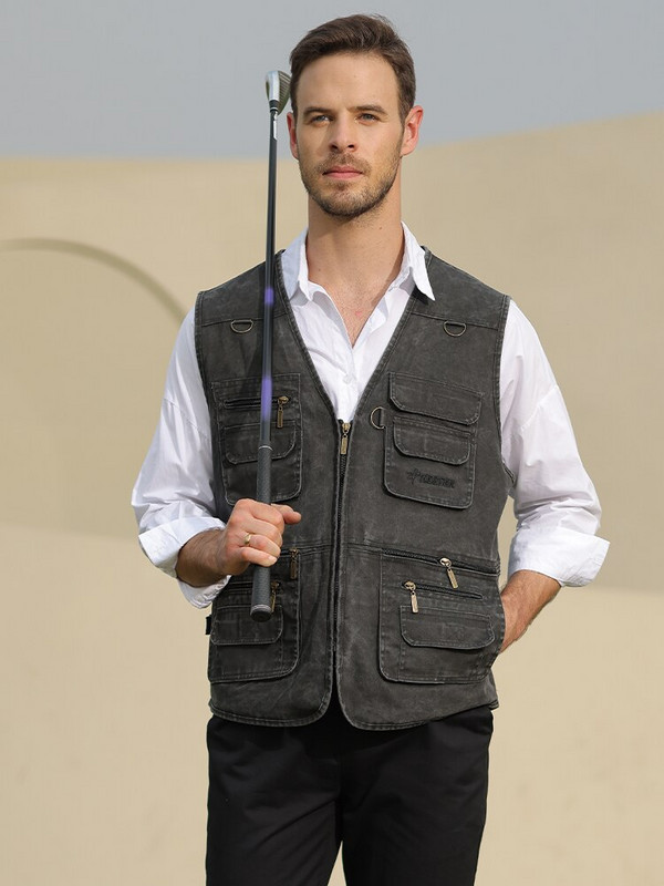 Vīriešu rudens vairāku kabatu militārā taktiskā veste Jauna ikdienas jakas bez piedurknēm Vīriešu makšķerēšanas fotogrāfa golfa veste vīrieša veste