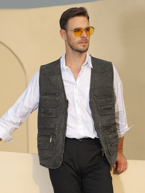 Vīriešu rudens vairāku kabatu militārā taktiskā veste Jauna ikdienas jakas bez piedurknēm Vīriešu makšķerēšanas fotogrāfa golfa veste vīrieša veste