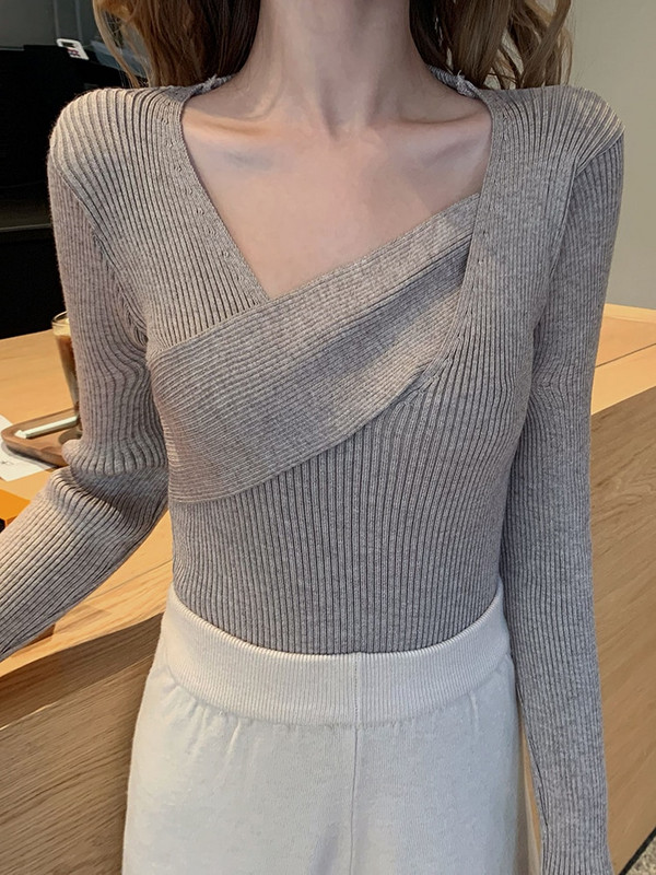 AOSSVIAO seksīgs džemperis ar V kakla izgriezumu Sieviešu džemperi Modes džemperis Sieviešu ziema 2022 Rudens Pulovers Sieviešu džemperis Džemperis Truien Dames