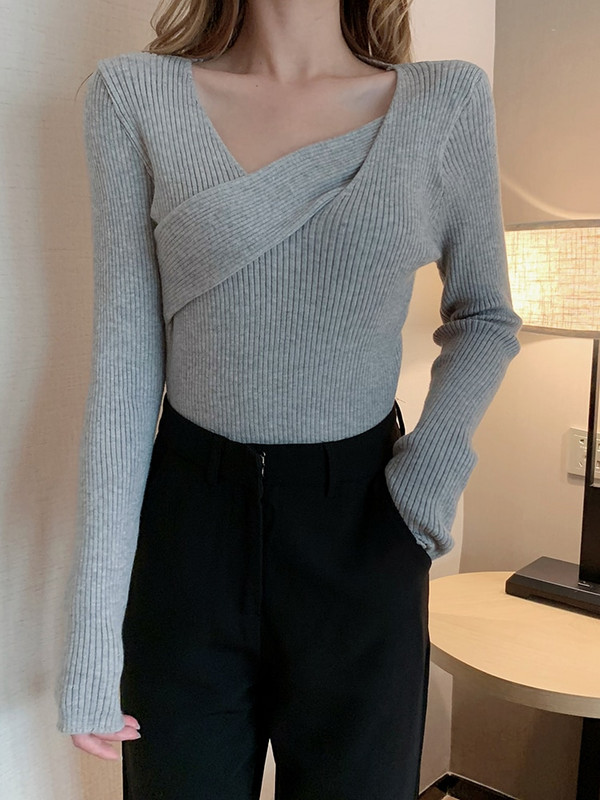 AOSSVIAO seksīgs džemperis ar V kakla izgriezumu Sieviešu džemperi Modes džemperis Sieviešu ziema 2022 Rudens Pulovers Sieviešu džemperis Džemperis Truien Dames