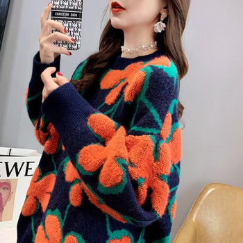 Γυναικεία πουλόβερ πουλόβερ 2022 Φθινοπωρινά χειμωνιάτικα μπλουζάκια Κορεατικά λεπτά λουλούδια Γυναικεία πουλόβερ πλεκτό πουλόβερ πουλόβερ Soft Femme