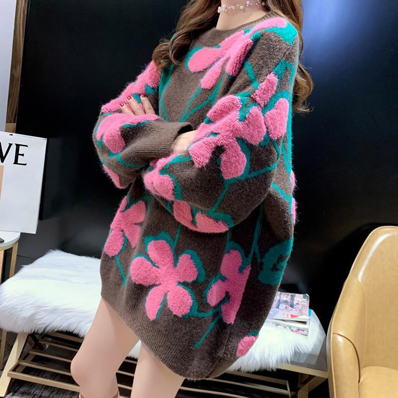 Γυναικεία πουλόβερ πουλόβερ 2022 Φθινοπωρινά χειμωνιάτικα μπλουζάκια Κορεατικά λεπτά λουλούδια Γυναικεία πουλόβερ πλεκτό πουλόβερ πουλόβερ Soft Femme
