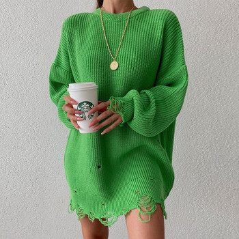 Μακρυμάνικο Μίνι Πουλόβερ Γυναικείο Πράσινο Γυναικείο Casual Φαρδύ Φθινοπωρινό Ρούχα Πλεκτό Κοντό Χειμερινό Γυναικείο Φόρεμα 2021