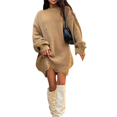 Μακρυμάνικο Μίνι Πουλόβερ Γυναικείο Πράσινο Γυναικείο Casual Φαρδύ Φθινοπωρινό Ρούχα Πλεκτό Κοντό Χειμερινό Γυναικείο Φόρεμα 2021