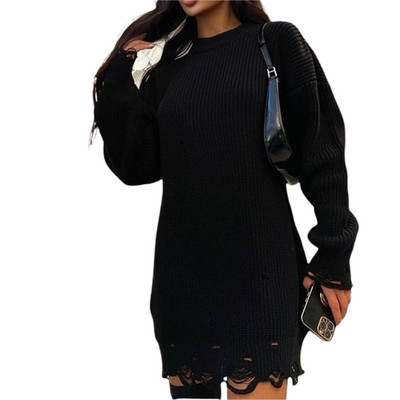 Μακρυμάνικο Μίνι Πουλόβερ Γυναικείο Πράσινο Γυναικείο Casual Φαρδύ Φθινοπωρινό Ρούχα Πλεκτό Κοντό Χειμερινό Γυναικείο Φόρεμα 2021