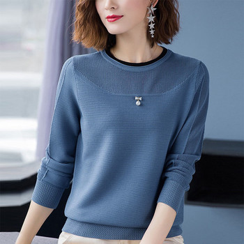 Πλεκτό μακρυμάνικο πουκάμισο με κάτω άνοιξη φθινόπωρο Νέο φαρδύ πουλόβερ γυναικείο πουλόβερ