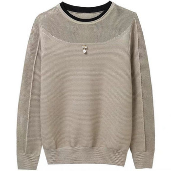 Πλεκτό μακρυμάνικο πουκάμισο με κάτω άνοιξη φθινόπωρο Νέο φαρδύ πουλόβερ γυναικείο πουλόβερ