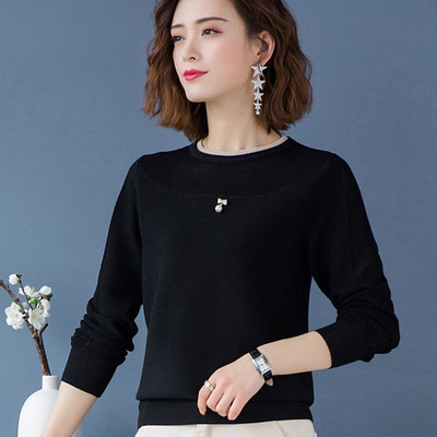 Mezginiai ilgomis rankovėmis apatiniai marškinėliai pavasario rudens moteriškas naujas palaidas megztinis megztinis