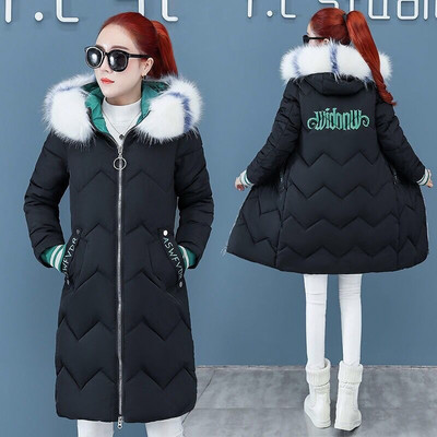 Kabát dzseki Téli kapucnis dzseki Női parkok 2022 Új női szőrme gallér dzseki hosszú ujjú felsőruházat női pamut bélésű felsők
