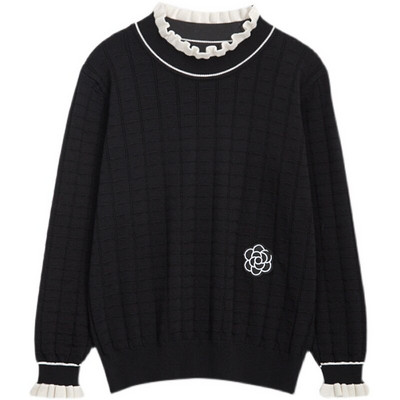 Rudens ziema sievietes Ziedu izšuvumi džemperis brīvs ikdienišķs garš Piedurknēm volānu apkakle Patchwork Spring Lielizmēra pulovers