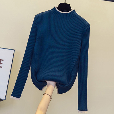 Rudens ziema sievietes Ziedu izšuvumi džemperis brīvs ikdienišķs garš Piedurknēm volānu apkakle Patchwork Spring Lielizmēra pulovers