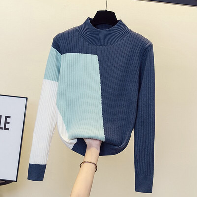 Rudens ziema sievietes Ziedu izšuvumi džemperis brīvs ikdienišķs garš Piedurknēm volānu apkakle Patchwork Spring Lielizmēra pulovers