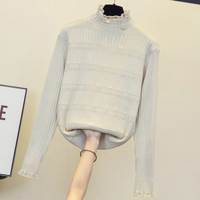 Rudens ziema sievietes Ziedu izšuvumi džemperis brīvs ikdienišķs garš Piedurknēm volānu apkakle Patchwork Spring Lielizmēra pulovers