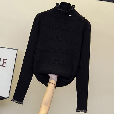 Rudens ziema sievietes Ziedu izšuvumi džemperis brīvs ikdienišķs garš Piedurknēm volānu apkakle Patchwork Spring Lielizmēra pulovers