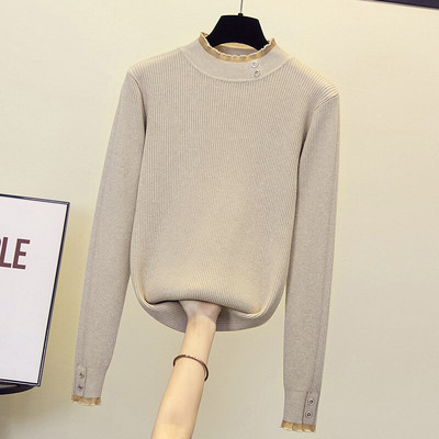 Rudens ziema sievietes Ziedu izšuvumi džemperis brīvs ikdienišķs garš Piedurknēm volānu apkakle Patchwork Spring Lielizmēra pulovers