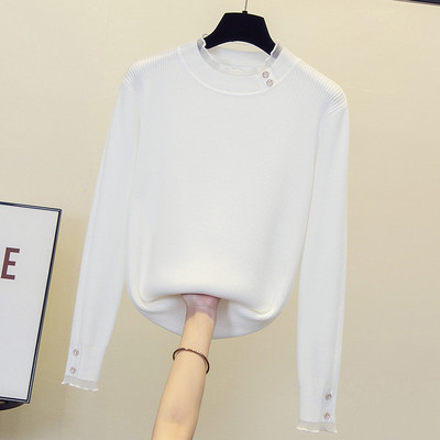 Rudens ziema sievietes Ziedu izšuvumi džemperis brīvs ikdienišķs garš Piedurknēm volānu apkakle Patchwork Spring Lielizmēra pulovers