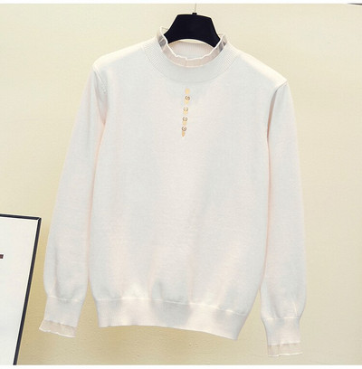 Rudens ziema sievietes Ziedu izšuvumi džemperis brīvs ikdienišķs garš Piedurknēm volānu apkakle Patchwork Spring Lielizmēra pulovers