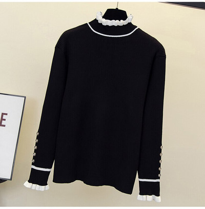 Rudens ziema sievietes Ziedu izšuvumi džemperis brīvs ikdienišķs garš Piedurknēm volānu apkakle Patchwork Spring Lielizmēra pulovers