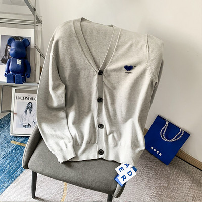 Korejska verzija visokokvalitetnog pletenog džempera za muškarce i žene široki gornji kaput s ljubavnim vezom za par s V-izrezom